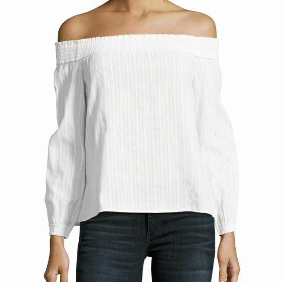 rag & bone Tops - Rag & Bone Drew Top: White Off the Shoulder Blouse